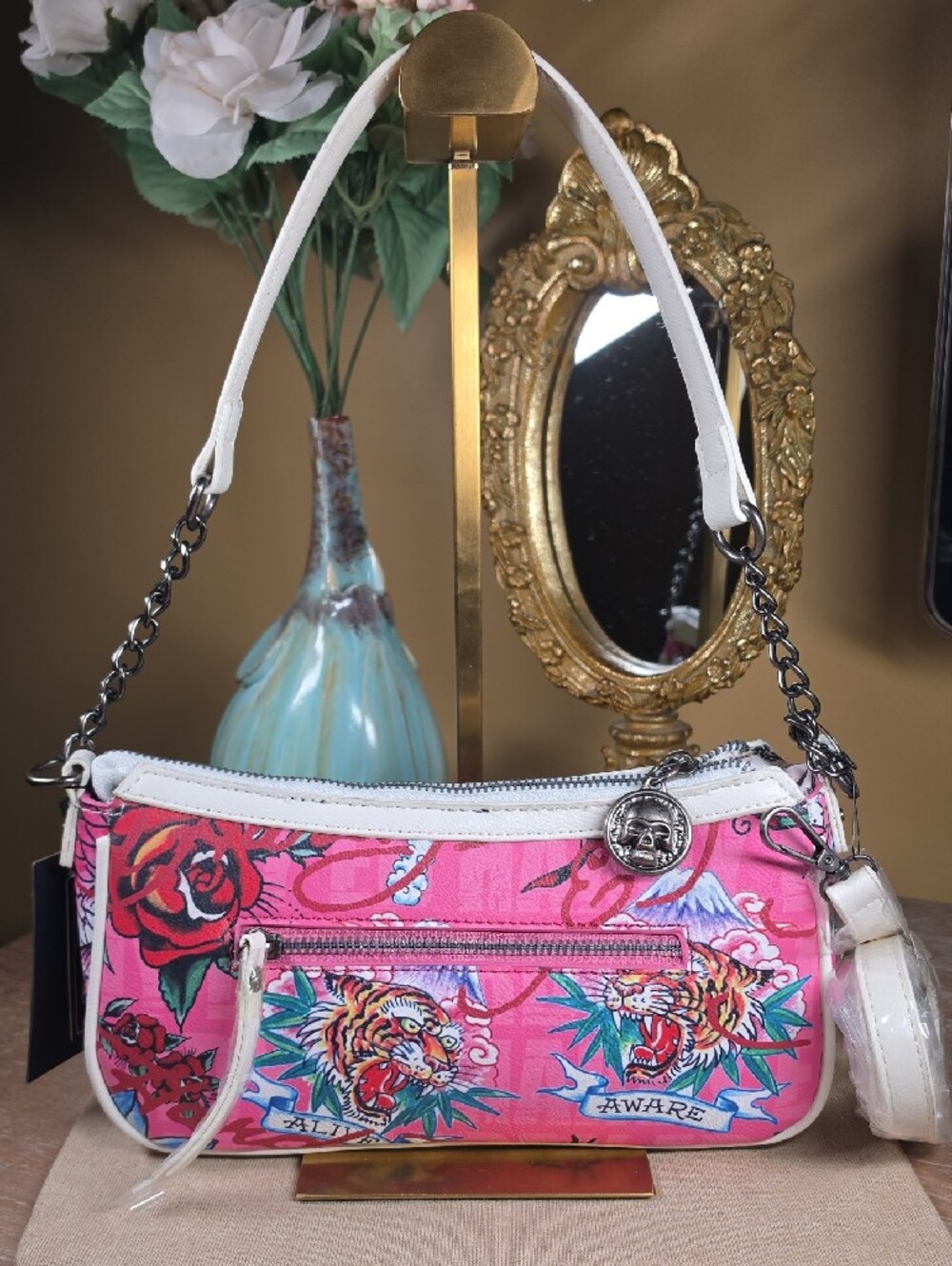 Ed Hardy Denim Love Kills Slowly Shoulder / Crossbody Bag NWT! (Retail $70) - Picture 2 of 3